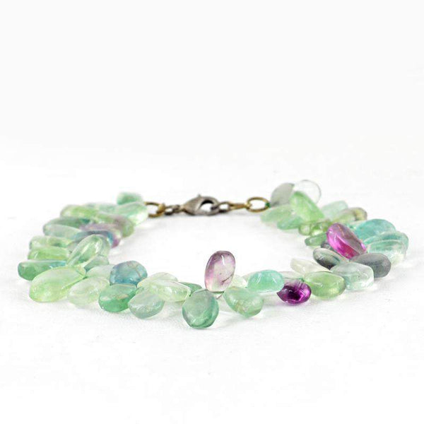 gemsmore:Multicolor Fluorite Bracelet Natural Pear Shape Beads