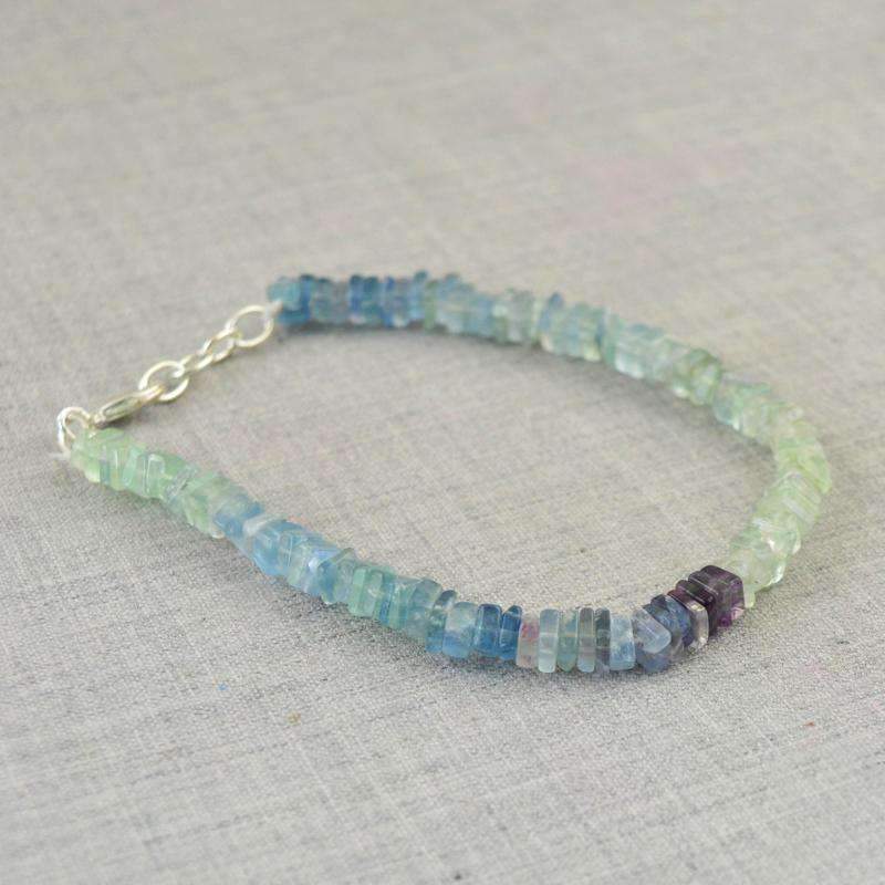 gemsmore:Multicolor Fluorite Bracelet Natural Untreated Beads