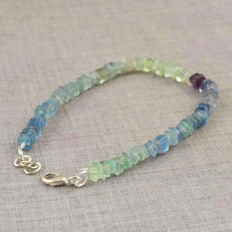 gemsmore:Multicolor Fluorite Bracelet Natural Untreated Beads