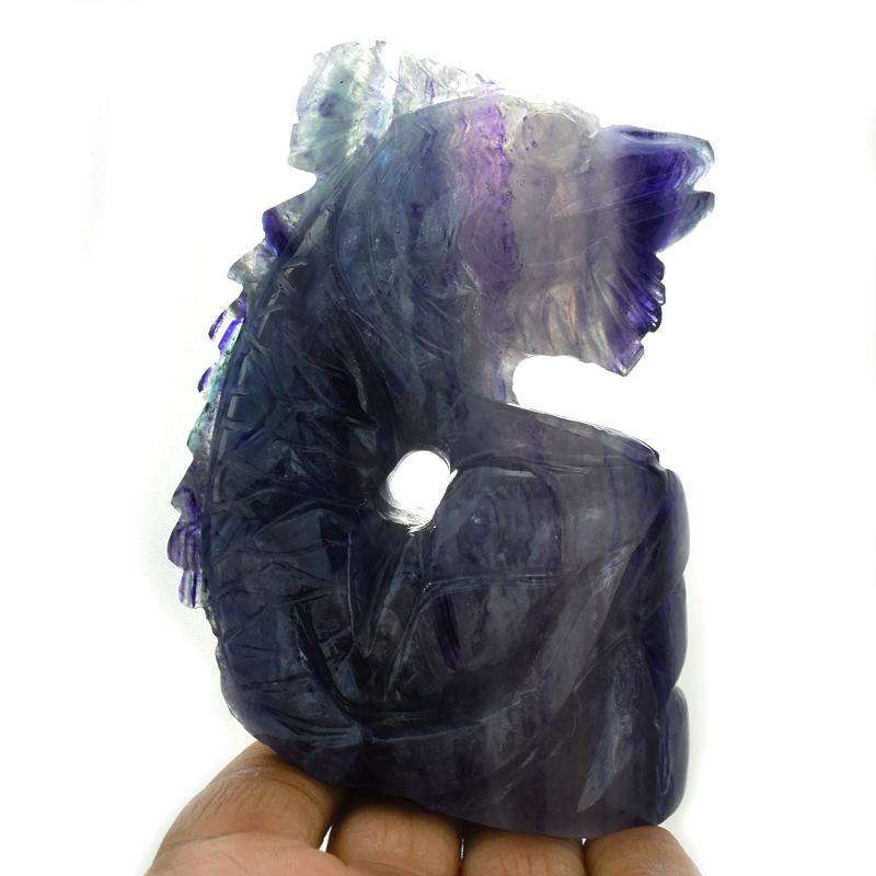 gemsmore:Multicolor Fluorite Carved Dragon Gemstone