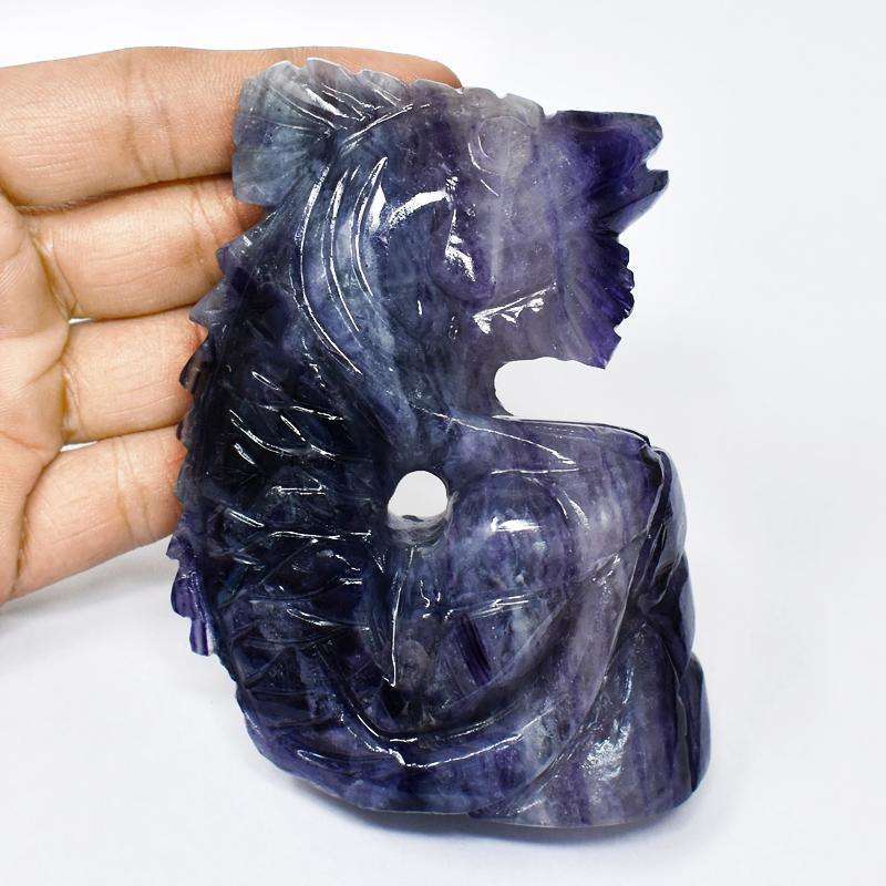 gemsmore:Multicolor Fluorite Carved Dragon Gemstone
