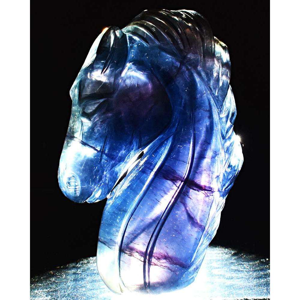 gemsmore:Multicolor Fluorite Carved Horse Bust (Head) - Exclusive