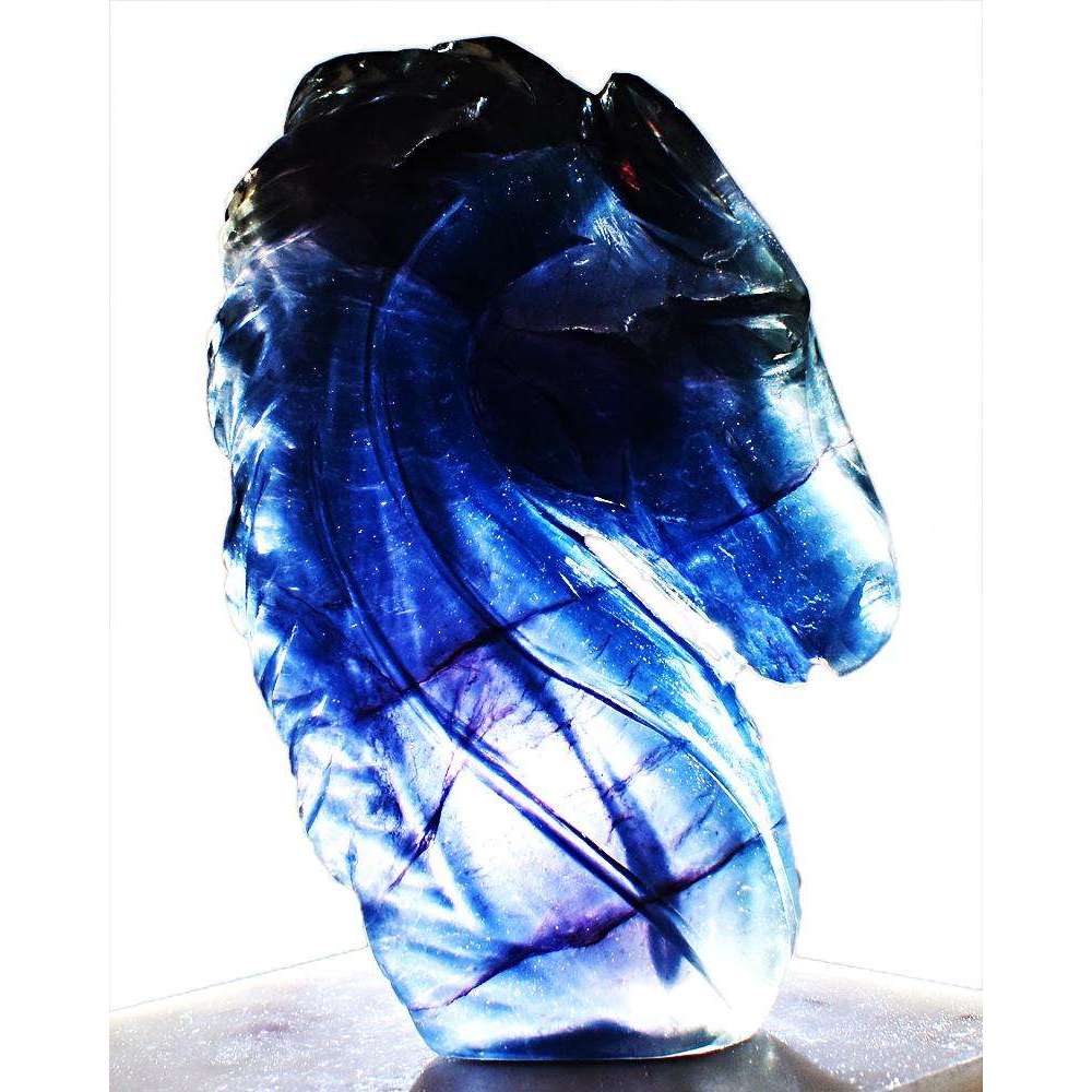 gemsmore:Multicolor Fluorite Carved Horse Bust (Head) - Exclusive