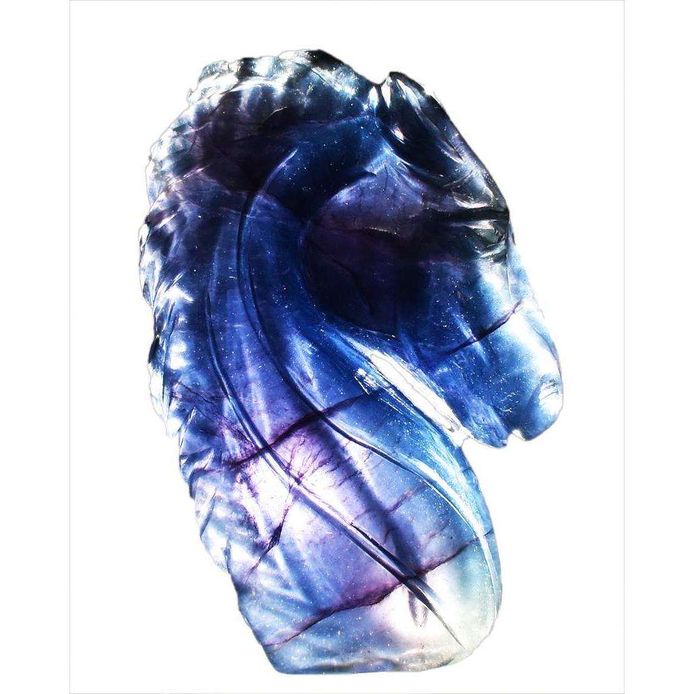 gemsmore:Multicolor Fluorite Carved Horse Bust (Head) - Exclusive