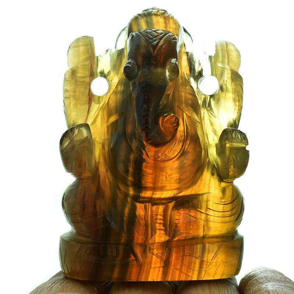 gemsmore:Multicolor Fluorite Craftsmen Hand Carved Lord Ganesha