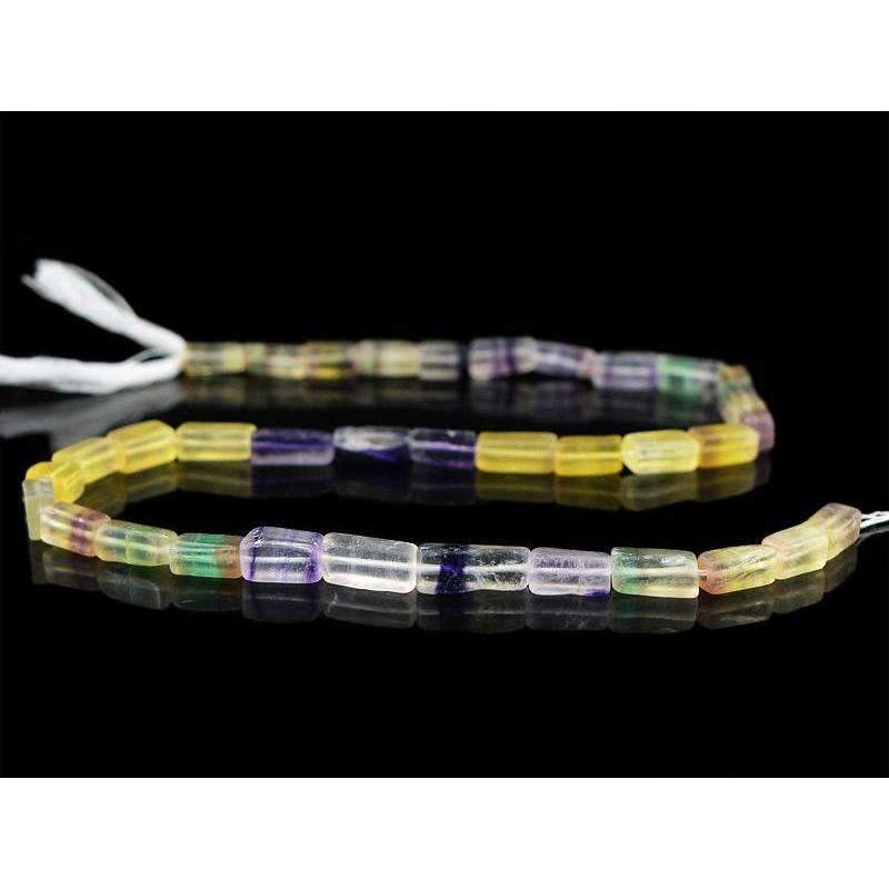 gemsmore:Multicolor Fluorite Drilled Beads Strand Natural Untreated