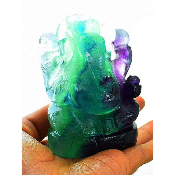 gemsmore:Multicolor Fluorite Gemstone Carved Lord Ganesha Idol Statute