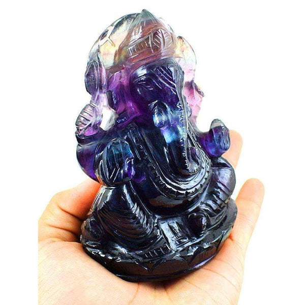 gemsmore:Multicolor Fluorite Gemstone Carved Lord Ganesha Idol Statute