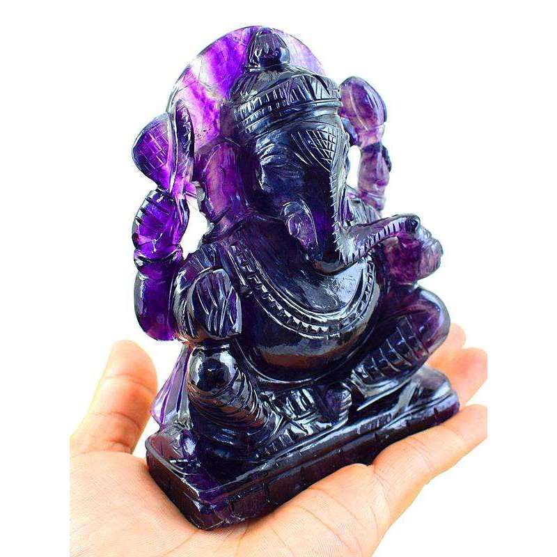 gemsmore:Multicolor Fluorite Gemstone Carved Lord Ganesha Idol Statute