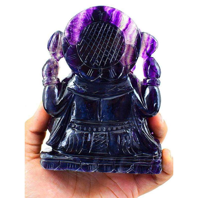 gemsmore:Multicolor Fluorite Gemstone Carved Lord Ganesha Idol Statute
