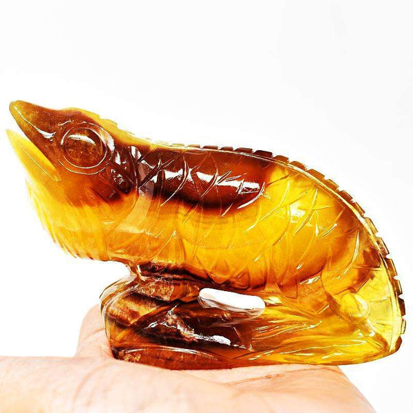 gemsmore:Multicolor Fluorite Hand Carved Chameleon Gemstone