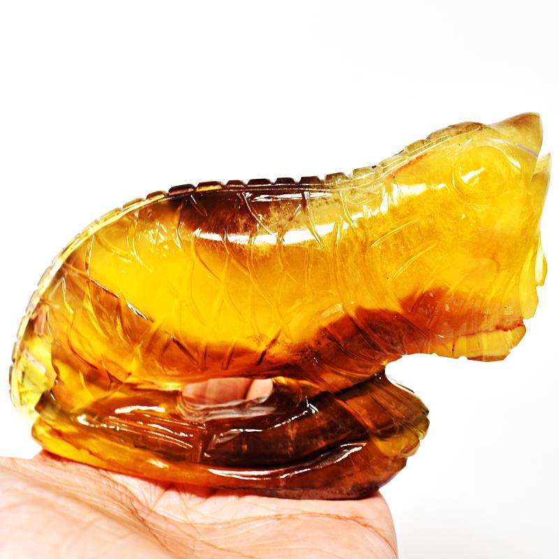gemsmore:Multicolor Fluorite Hand Carved Chameleon Gemstone