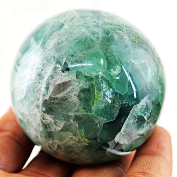 gemsmore:Multicolor Fluorite hand Carved Crystal Healing Sphere