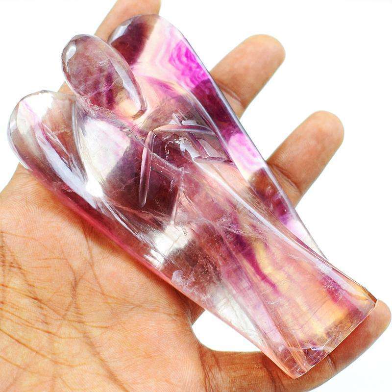 gemsmore:Multicolor Fluorite Hand Carved Crystal Reiki Healing Angel