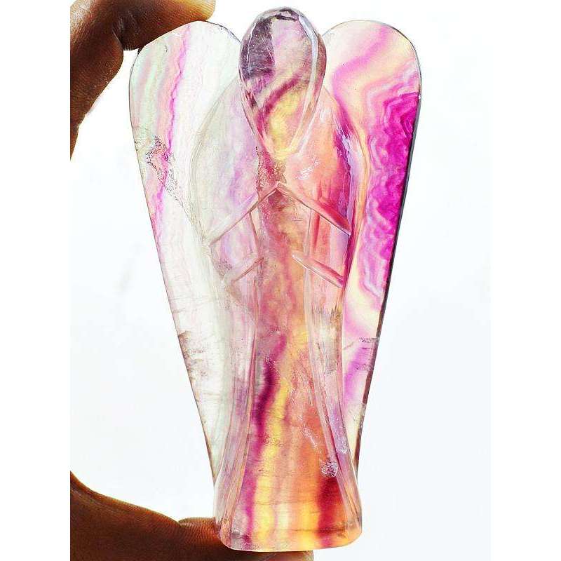 gemsmore:Multicolor Fluorite Hand Carved Crystal Reiki Healing Angel