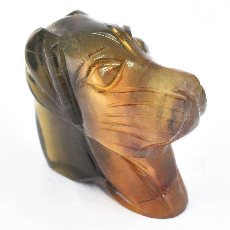 gemsmore:Multicolor Fluorite Hand Carved Dog Head (Bust)