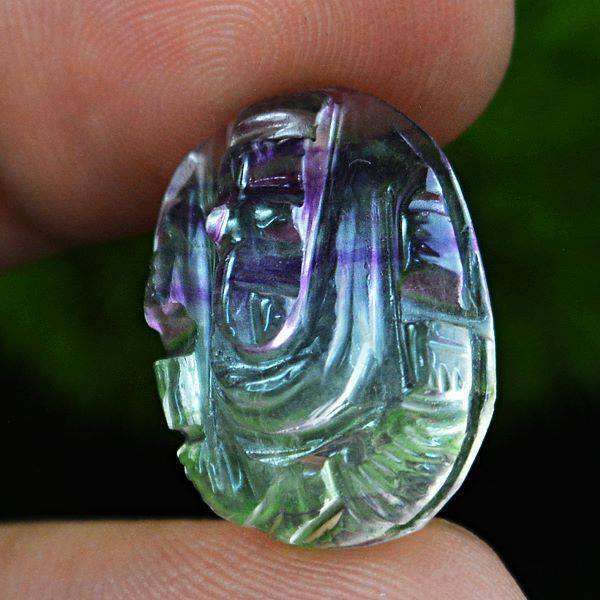 gemsmore:Multicolor Fluorite Hand Carved Ganesha Gemstone