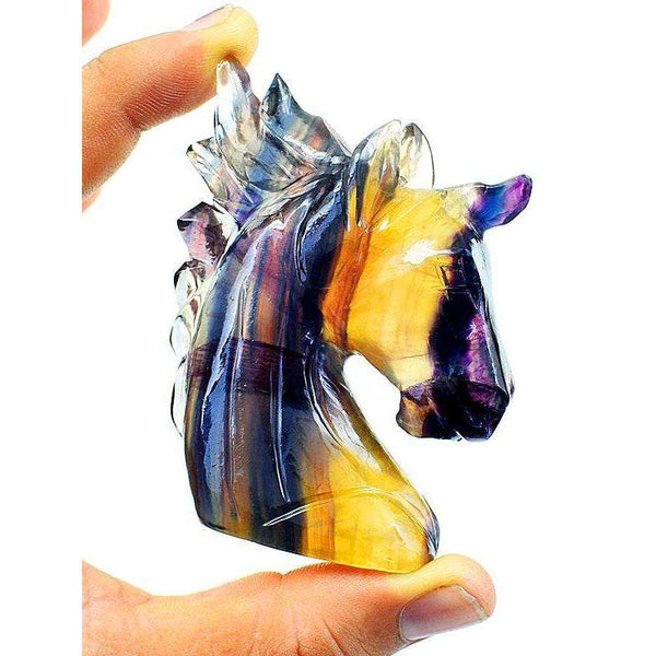 gemsmore:Multicolor Fluorite Hand Carved Horse Burst