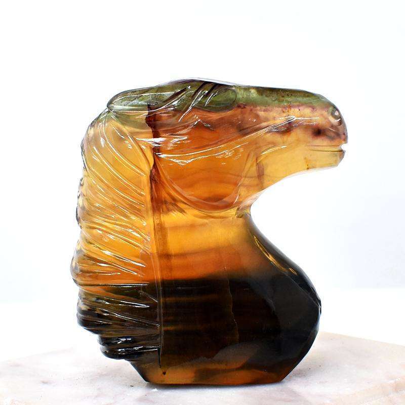gemsmore:Multicolor Fluorite Hand Carved Horse Head