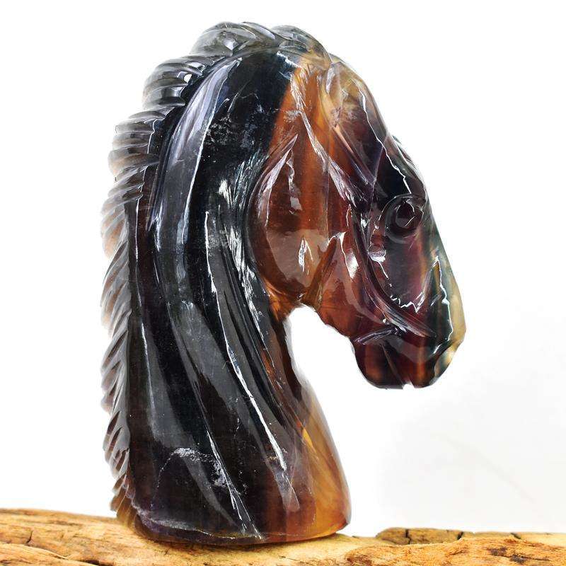 gemsmore:Multicolor Fluorite Hand Carved Horse Head
