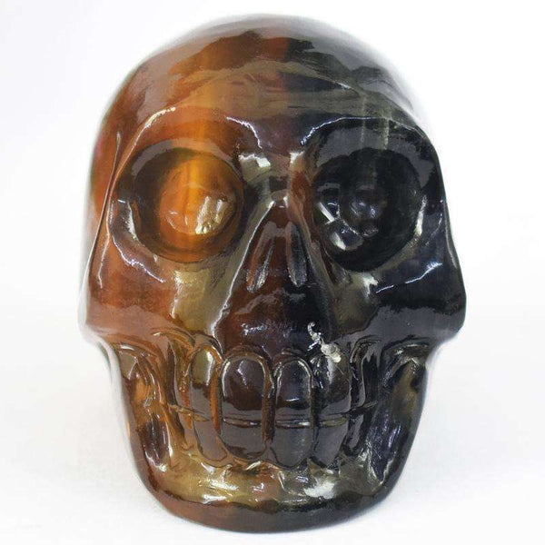 gemsmore:Multicolor Fluorite Hand Carved Human Skull