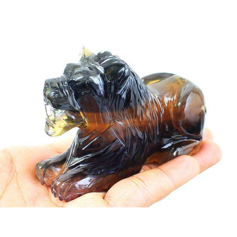 gemsmore:Multicolor Fluorite Hand Carved Lion - Amazing