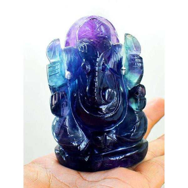 gemsmore:Multicolor Fluorite Hand Carved Lord Ganesha Idol Statute