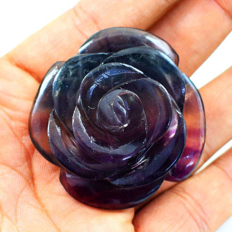 gemsmore:Multicolor Fluorite Hand Carved Rose Flower