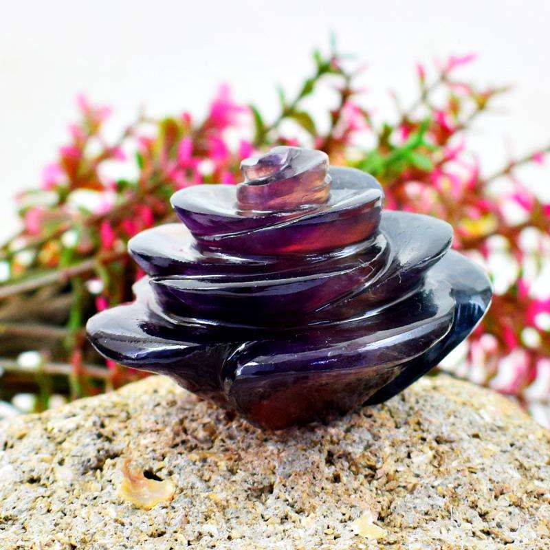 gemsmore:Multicolor Fluorite Hand Carved Rose Flower