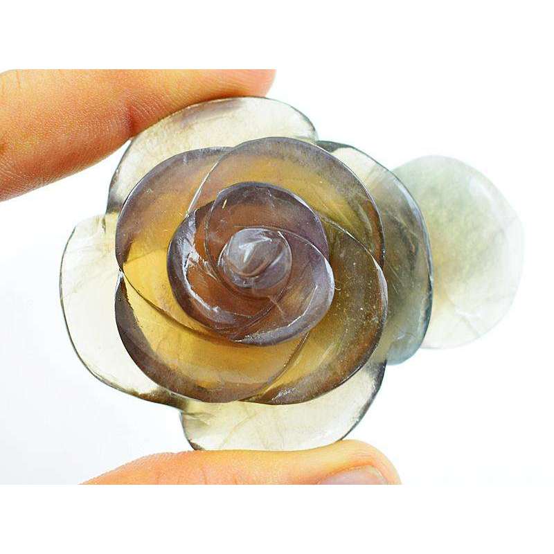 gemsmore:Multicolor Fluorite Hand Carved Rose Gemstone