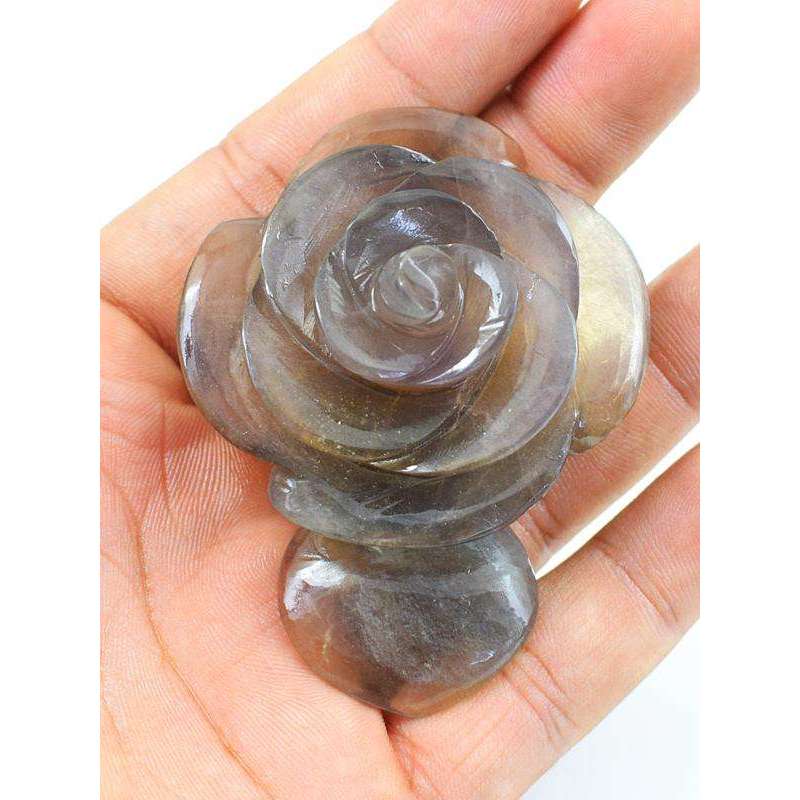 gemsmore:Multicolor Fluorite Hand Carved Rose Gemstone