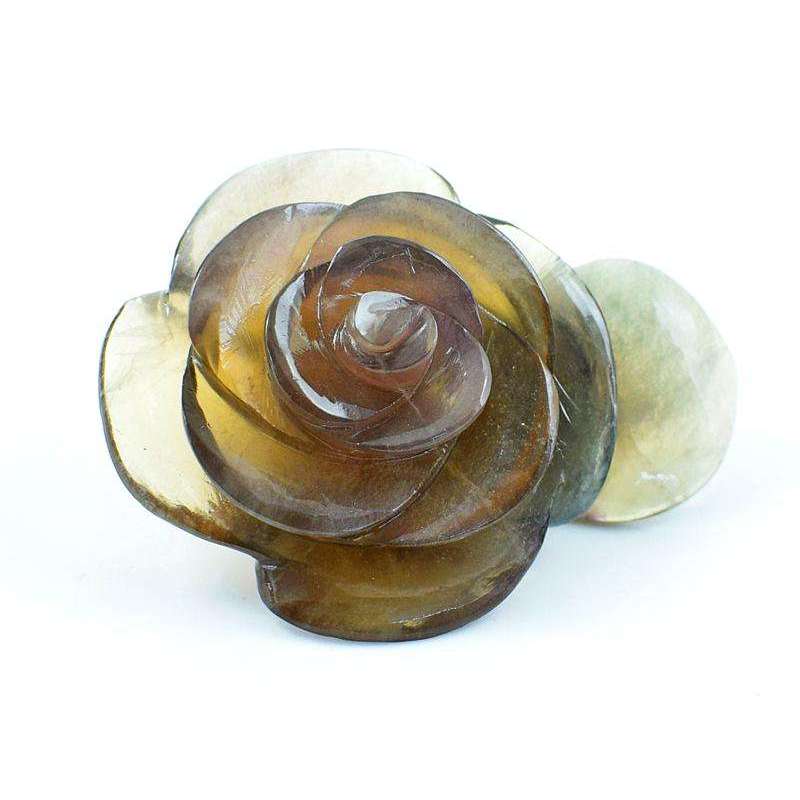 gemsmore:Multicolor Fluorite Hand Carved Rose Gemstone