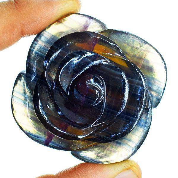 gemsmore:Multicolor Fluorite Hand Carved Rose Gemstone