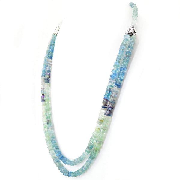 gemsmore:Multicolor Fluorite Necklace Natural 2 Strand Untreated Beads - Best Offer