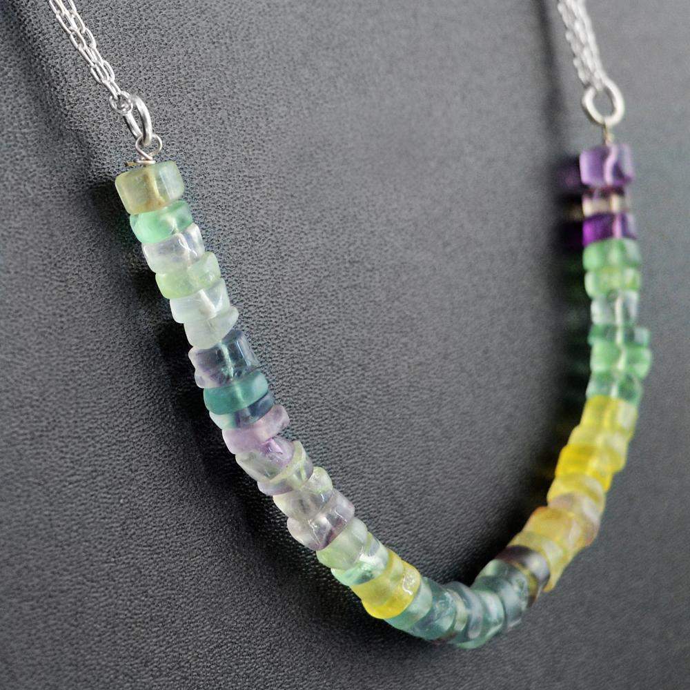 gemsmore:Multicolor Fluorite Necklace Natural Round Shape Beads