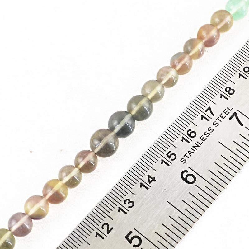 gemsmore:Multicolor Fluorite Strand Natural Untreated Round Shape Beads