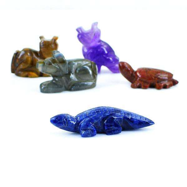 gemsmore:Multicolor Mix Gem Hand Carved Animal Lot Gems