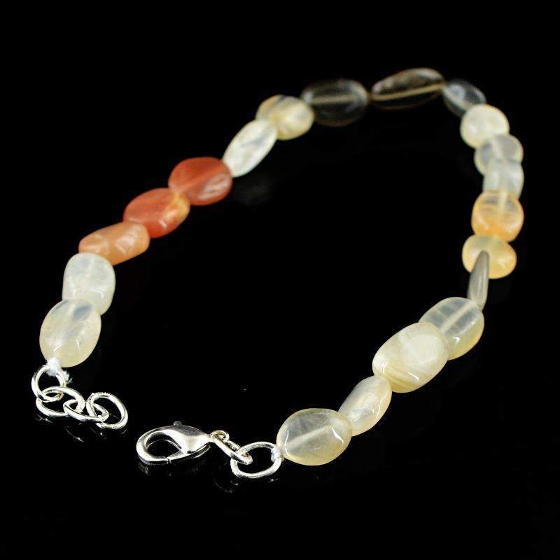 gemsmore:Multicolor Moonstone Beads Bracelet Natural Oval Shape