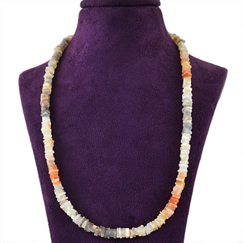 gemsmore:Multicolor Moonstone Necklace Natural Untreated Beads