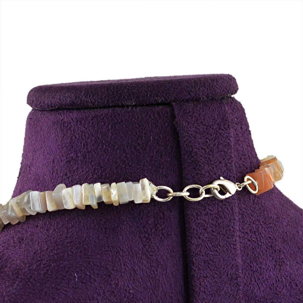 gemsmore:Multicolor Moonstone Necklace Natural Untreated Beads