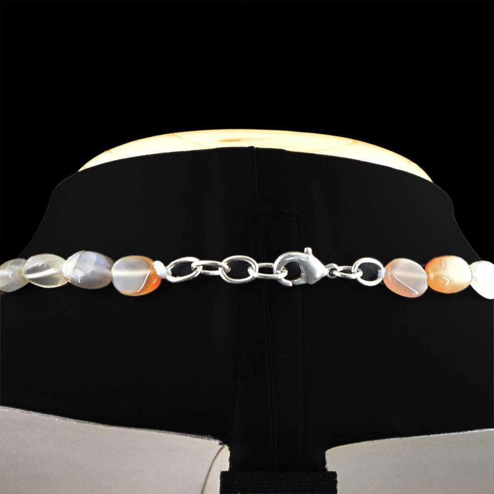 gemsmore:Multicolor Moonstone Necklace Natural Untreated Oval Shape Beads