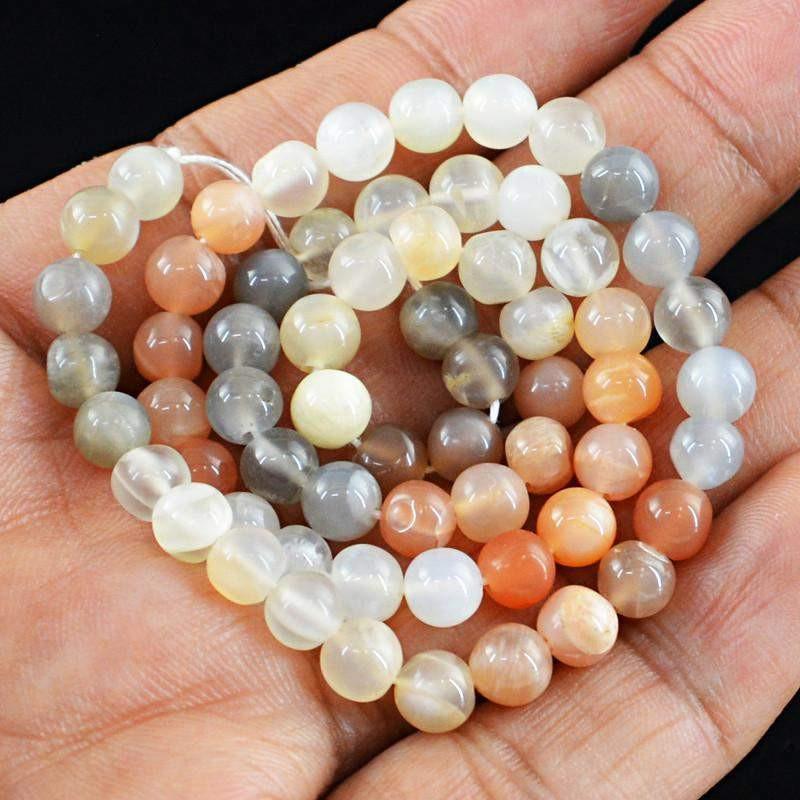 gemsmore:Multicolor Moonstone Strand Natural Untreated Round Beads