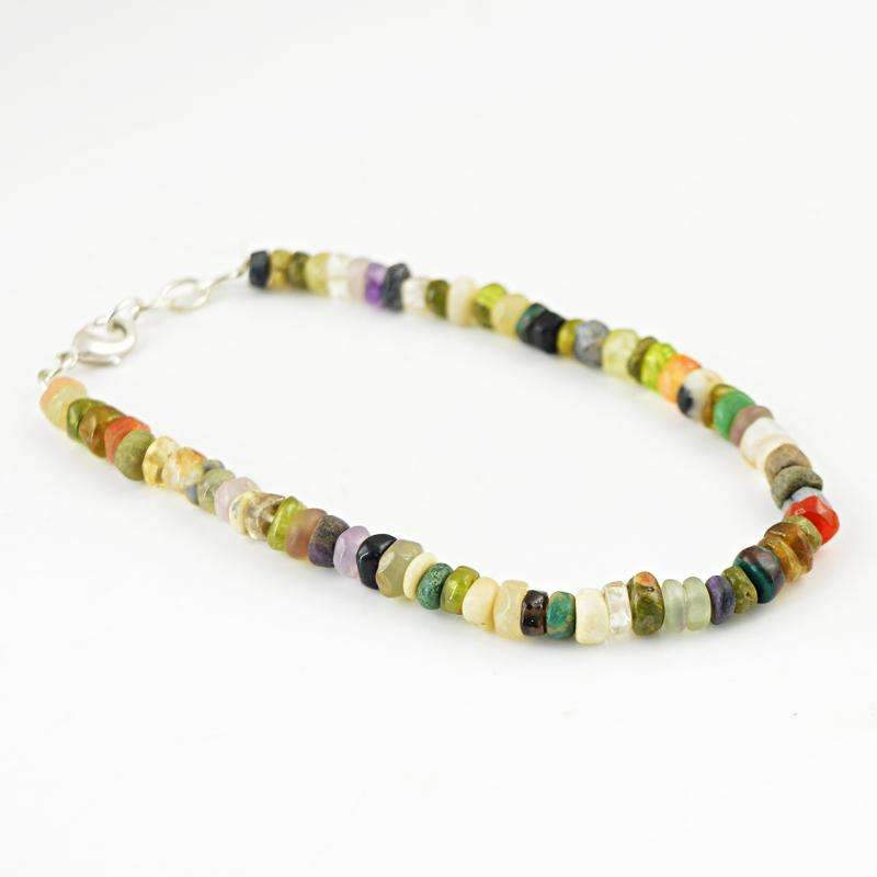 gemsmore:Multicolor Multi Gemstone Beads Bracelet Natural Round Shape