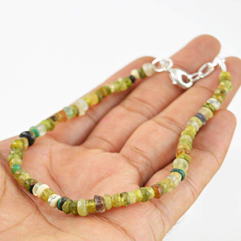 gemsmore:Multicolor Multi Gemstone Bracelet Natural Faceted Round Beads