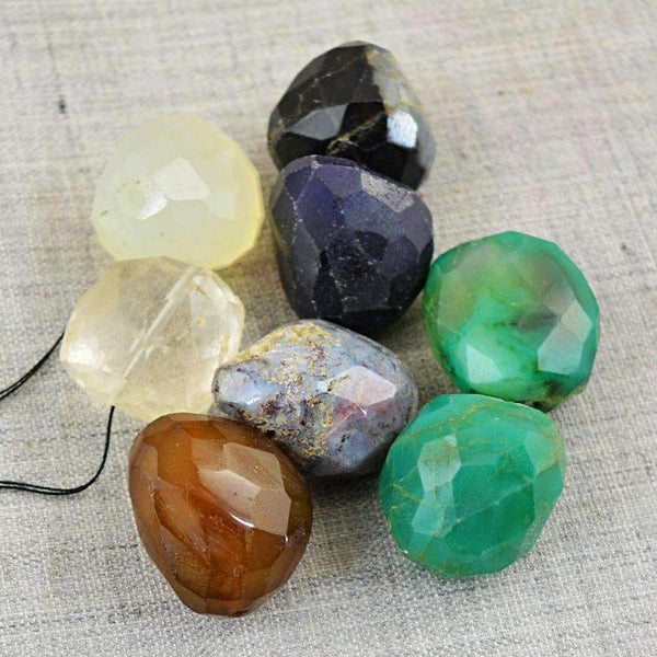 gemsmore:Multicolor Multi Gemstone Drilled Beads Lot Natural Faceted