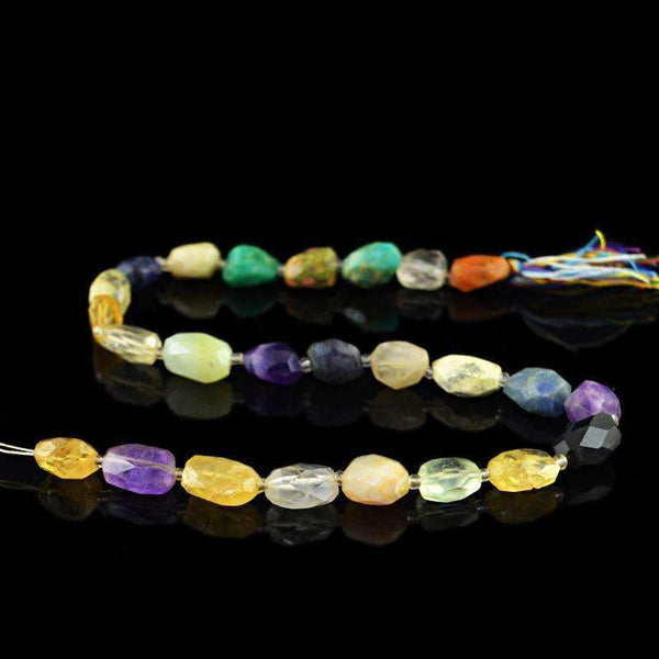 gemsmore:Multicolor Multi Gemstone Drilled Beads Strand - Natural Faceted