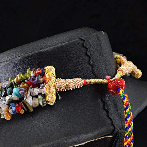 gemsmore:Multicolor Multi Gemstone Necklace 4 Line Natural Untreated Beads