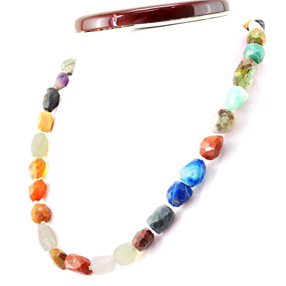 gemsmore:Multicolor Multi Gemstone Necklace Natural Faceted Beads