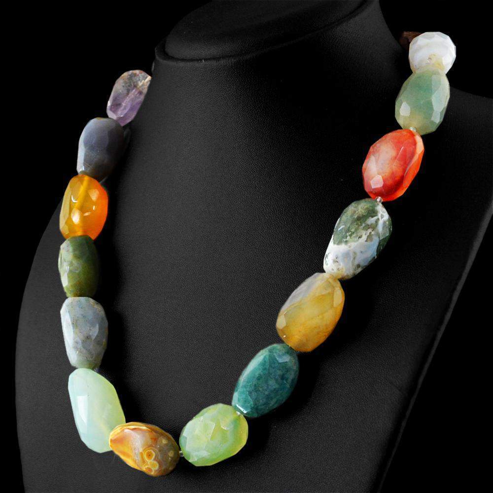 gemsmore:Multicolor Multi Gemstone Necklace Natural Faceted Untreated Beads