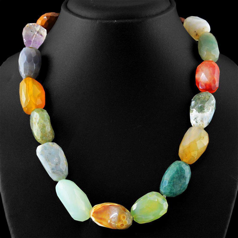 gemsmore:Multicolor Multi Gemstone Necklace Natural Faceted Untreated Beads